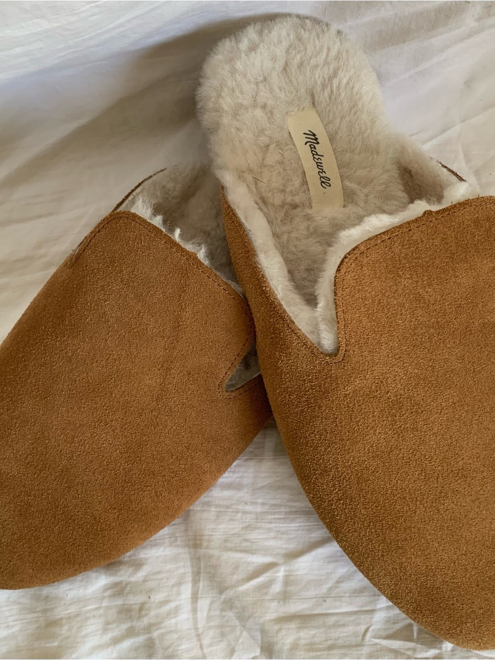 Madewell Ezra Suede Shearling Mule Slippers